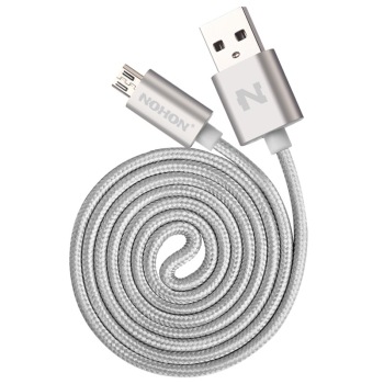 Micro USB安卓数据线/充电线 适于三星/华为/HTC/索尼/中兴/小米/红米/魅族/努比亚/联想 1米 月光银